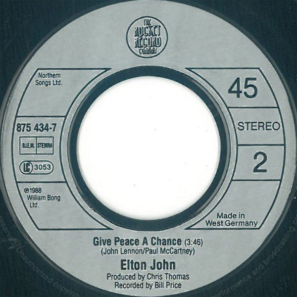 Elton John : Club At The End Of The Street (7", Single)