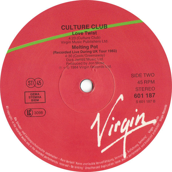 Culture Club : It's A Miracle / Miss Me Blind (12")