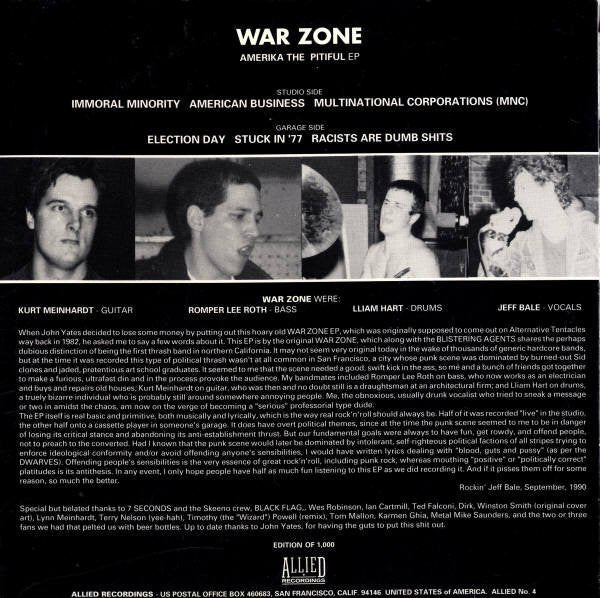 War Zone : Amerika The Pitiful EP (7", EP)
