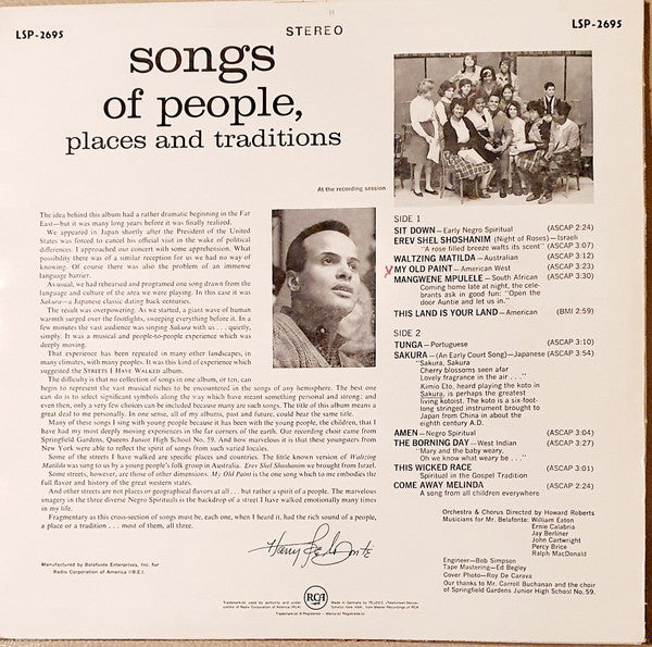Harry Belafonte : Streets I Have Walked (LP, Album)