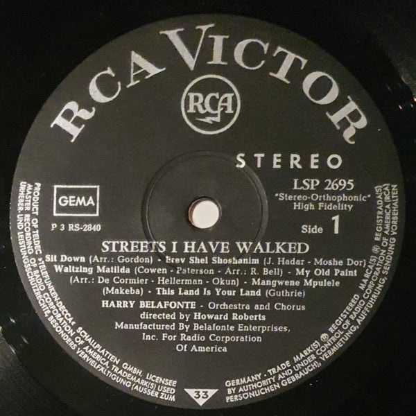 Harry Belafonte : Streets I Have Walked (LP, Album)
