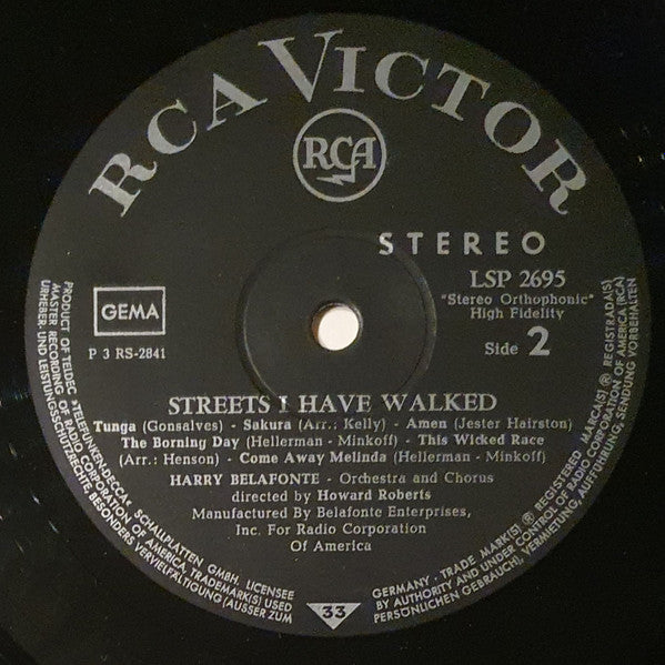 Harry Belafonte : Streets I Have Walked (LP, Album)