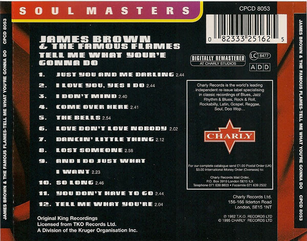 James Brown & The Famous Flames : Tell Me What You're Gonna Do (CD, Comp, RM)