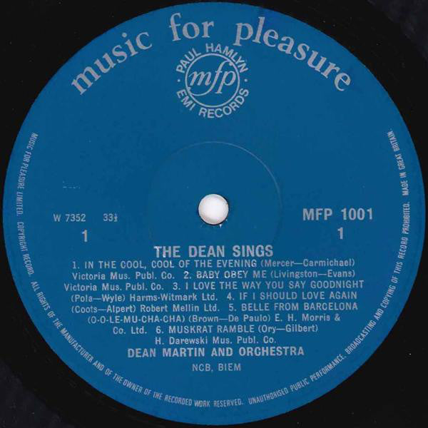 Dean Martin : The Dean Sings (LP, Comp)