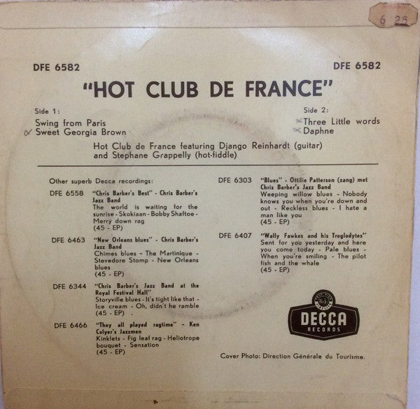 Quintette Du Hot Club De France : Hot Club Of France (7", Mono)