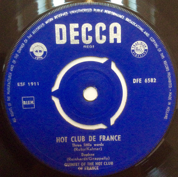 Quintette Du Hot Club De France : Hot Club Of France (7", Mono)