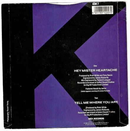 Kim Wilde : Hey Mister Heartache (7", Single, Pap)