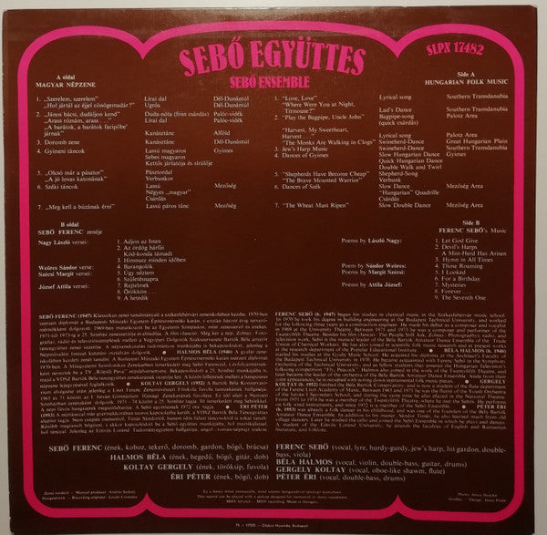 Sebő Együttes* = Sebő Ensemble : Sebő Együttes = Sebő Ensemble (LP, Album, Gat)