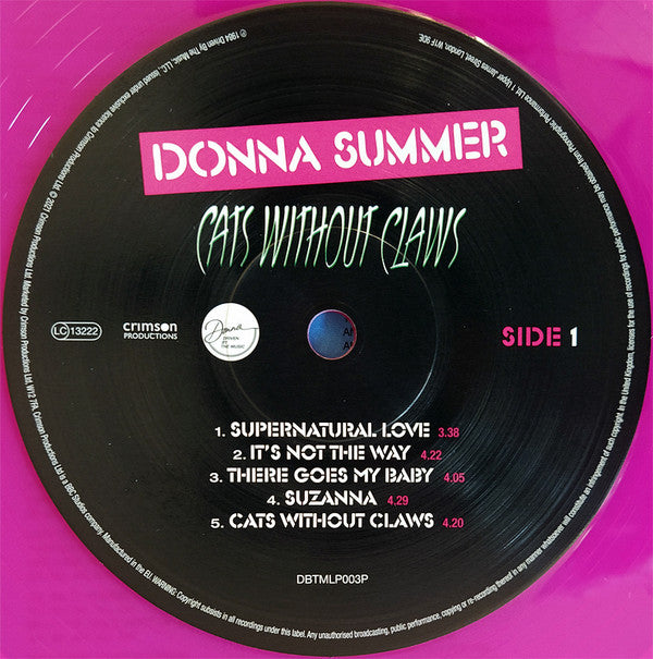 Donna Summer : Cats Without Claws (LP, Album, RE, RM, Pin)