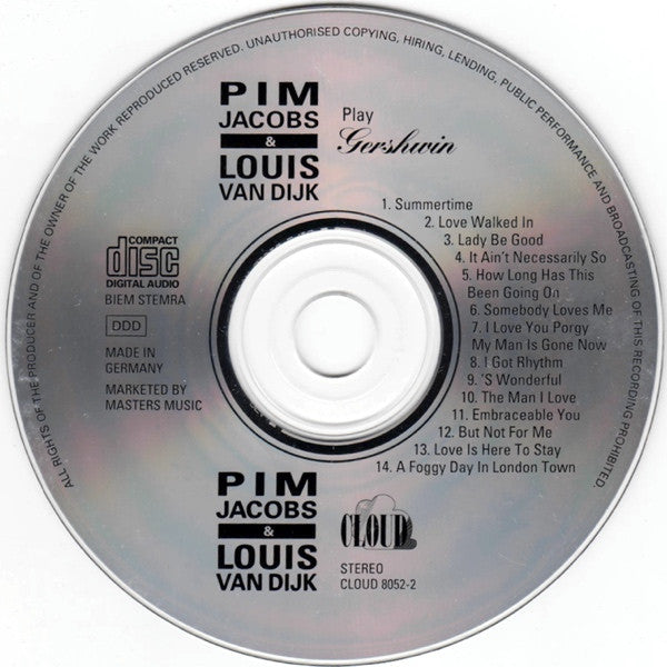 Pim Jacobs & Louis van Dijk : Play Gershwin (CD, Album)