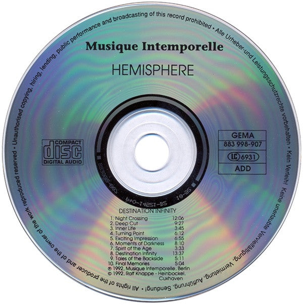 Hemisphere : Destination Infinity (CD, Album)