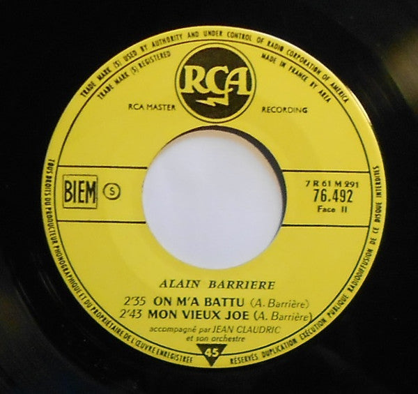 Alain Barrière Accompagné Par Jean Claudric Et Son Orchestre : Cathy (7", EP, Mono, RP, Yel)