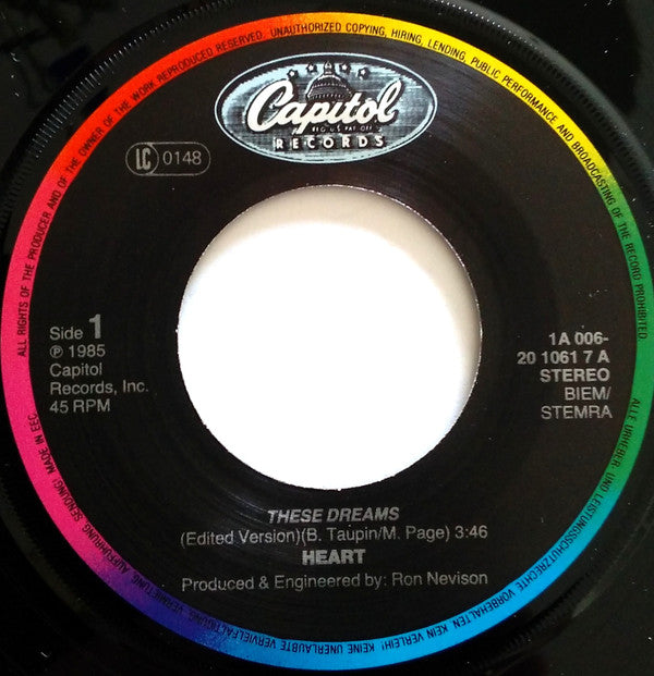 Heart : These Dreams (7", Single)