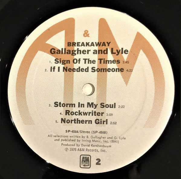 Gallagher & Lyle : Breakaway (LP, Album, Ter)