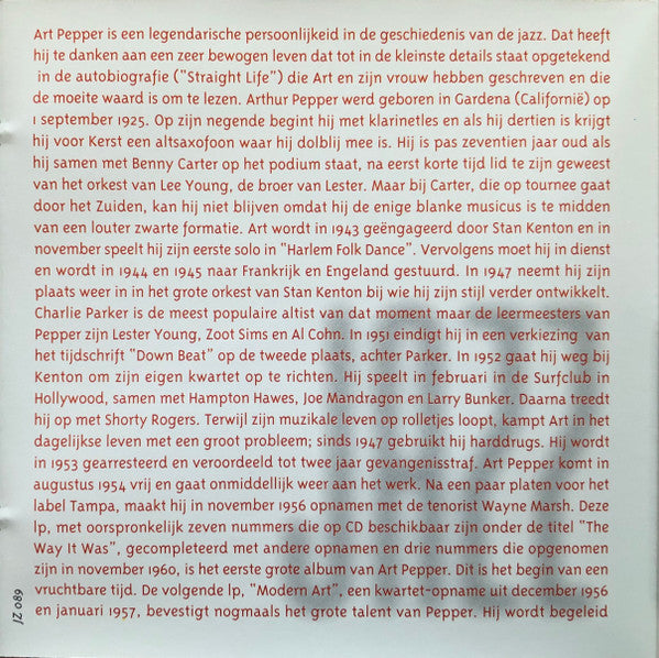 Art Pepper : Jazz Masters (CD, Comp)
