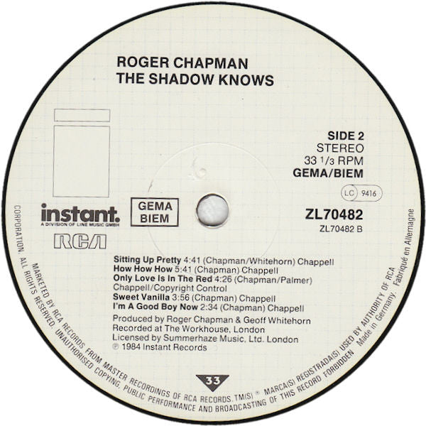 Roger Chapman : The Shadow Knows (LP, Album, Gat)