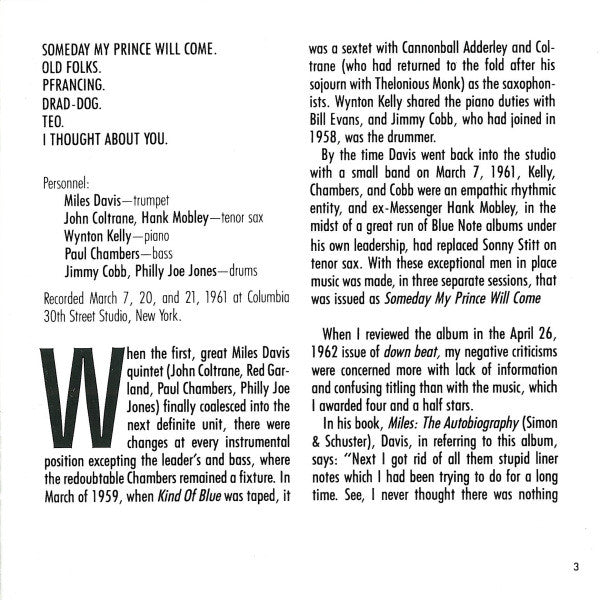 Miles Davis : Someday My Prince Will Come (CD, Album, RE, RM)