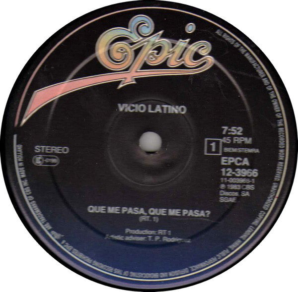 Vicio Latino : ¿Qué Me Pasa, Qué Me Pasa? (12", Maxi)