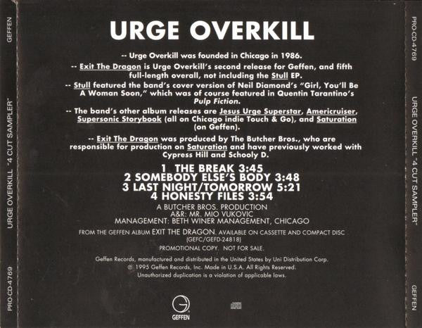 Urge Overkill : 4 Cut Sampler (CD, Promo, Smplr)