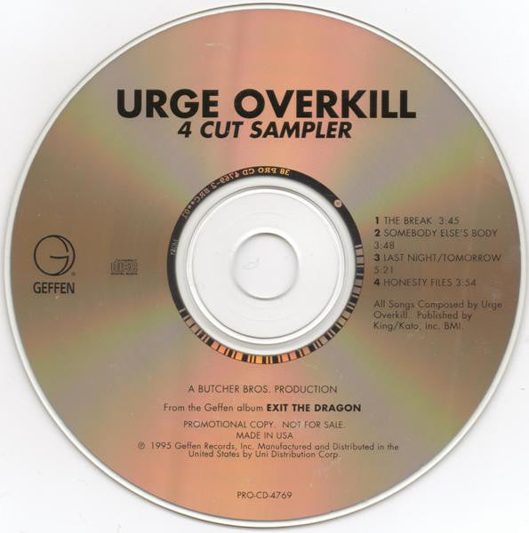 Urge Overkill : 4 Cut Sampler (CD, Promo, Smplr)
