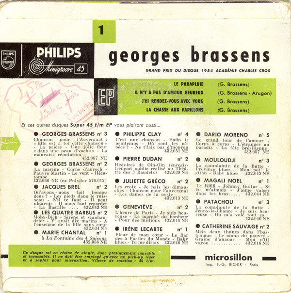 Georges Brassens : 1 (7", EP, RE)