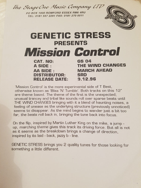 Mission Control (3) : The Wind Changes / March Ahead (12")