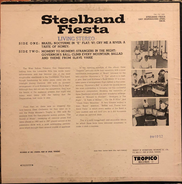 Gay Desperadoes Steel Orchestra : Steelband Fiesta (LP, Album)