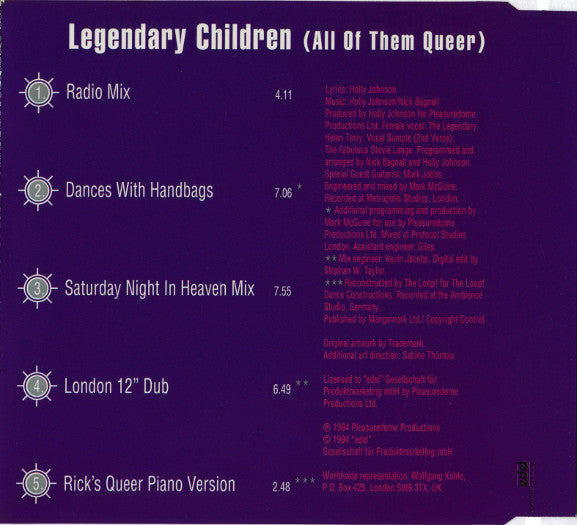 Holly Johnson : Legendary Children (All Of Them Queer) (CD, Maxi)