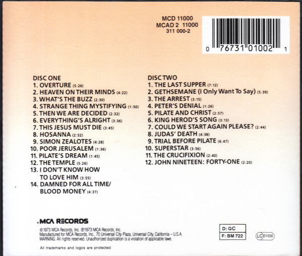 Various : Jesus Christ Superstar (The Original Motion Picture Sound Track Album) (2xCD, Album, RE)