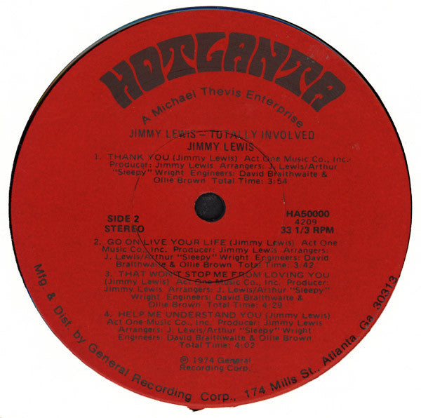 Jimmy Lewis : Totally Involved (LP, Album)