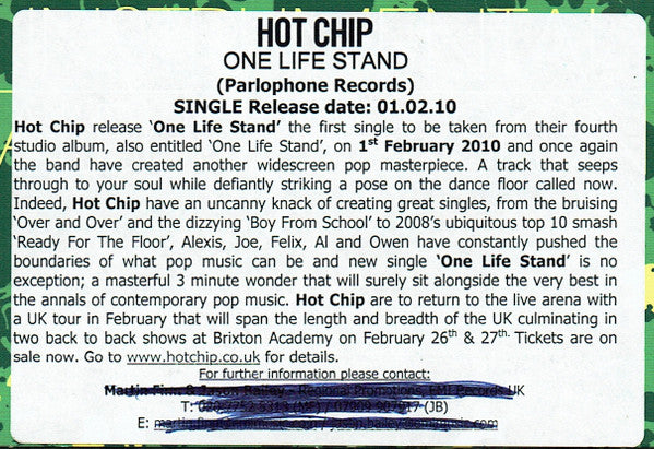 Hot Chip : One Life Stand (CD, Single, Promo)