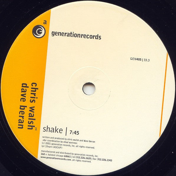 Chris Walsh & Dave Beran : Shake (12")