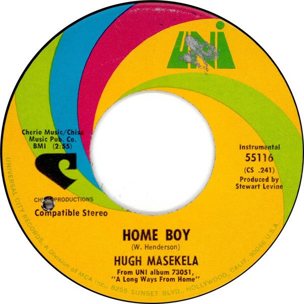 Hugh Masekela : A Long Ways From Home (7", Single, Mono)