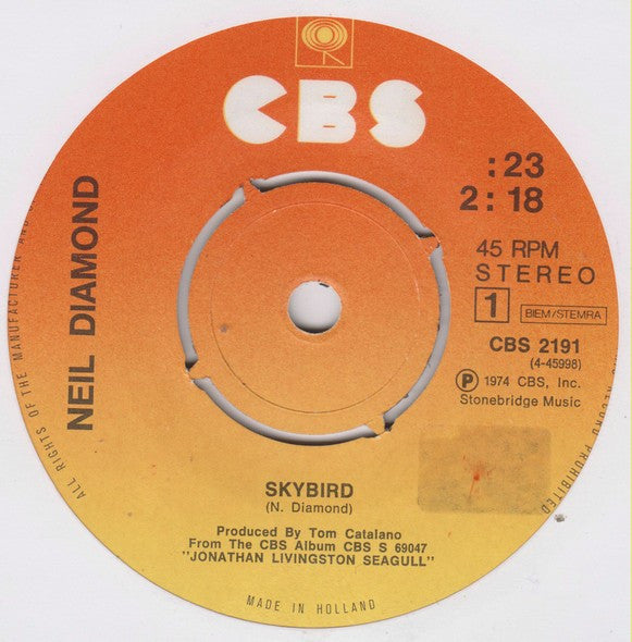 Neil Diamond : Skybird (7", Single)