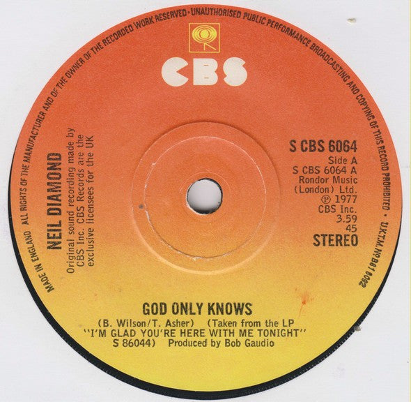 Neil Diamond : God Only Knows (7", Single)