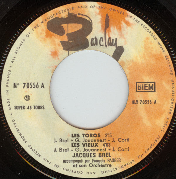 Jacques Brel : Les Toros (7", EP)
