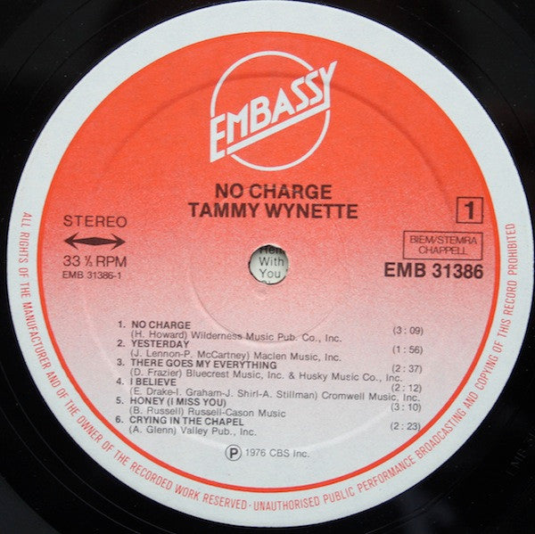 Tammy Wynette : No Charge (LP, Album, Comp)