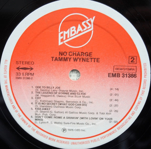 Tammy Wynette : No Charge (LP, Album, Comp)