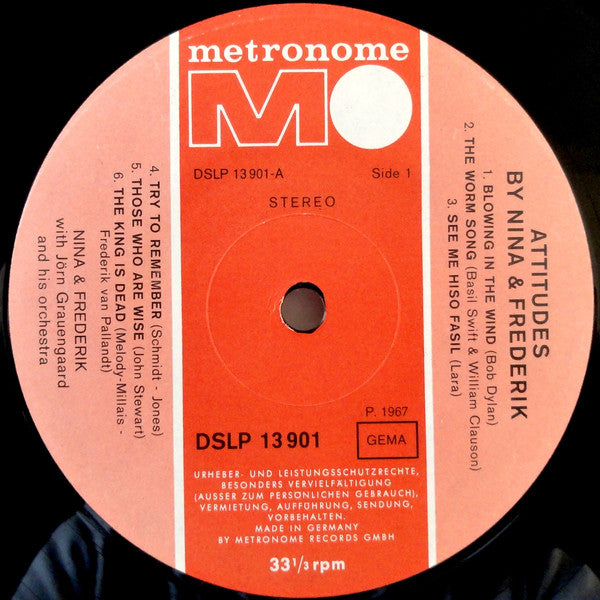 Nina & Frederik, Jørn Grauengaards Orkester : Attitudes (LP, Album)