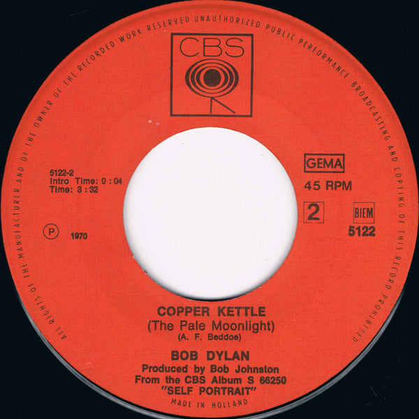 Bob Dylan : Wigwam (7", Single)