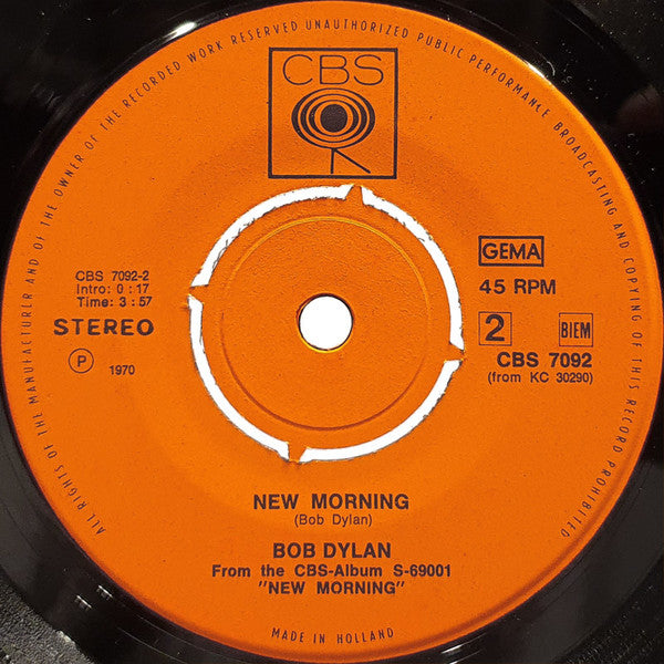 Bob Dylan : If Not For You / New Morning (7", Single)