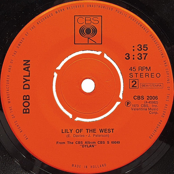 Bob Dylan : A Fool Such As I (7", Single)