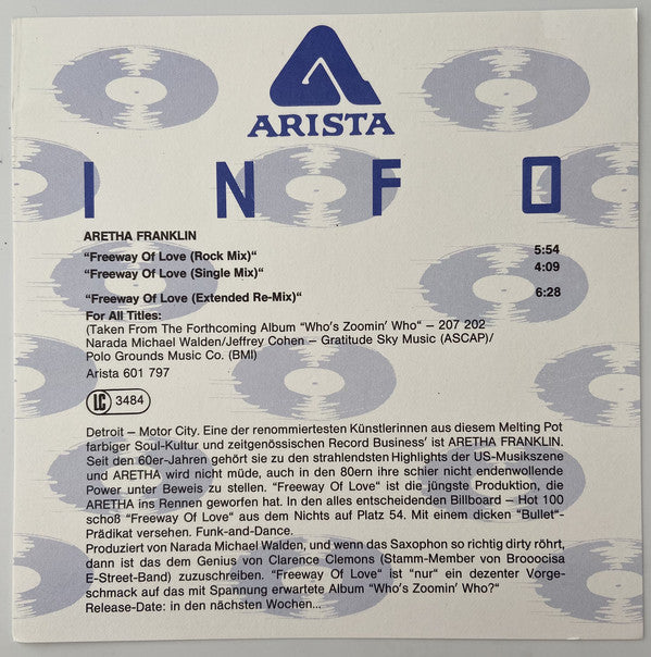Aretha Franklin : Freeway Of Love (12", Maxi)