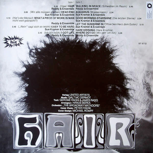 Reddy (2), Sue Kramer*, The Broadway Matadors* : Hair (LP, Album)