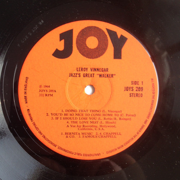 Leroy Vinnegar : Jazz's Great Walker (LP, RE)