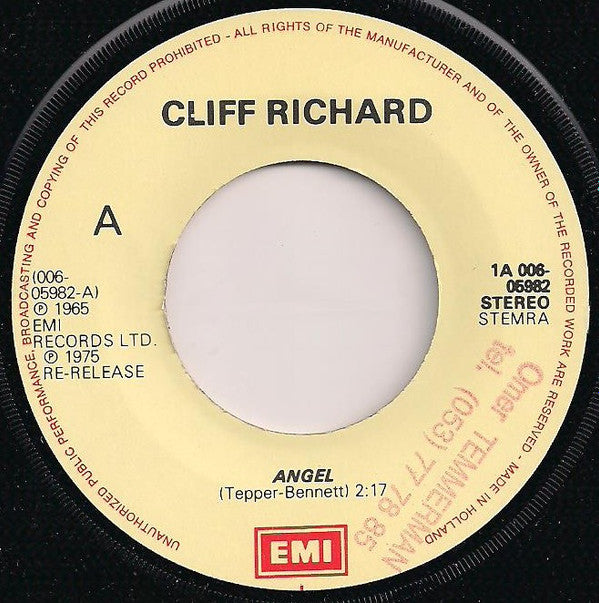 Cliff Richard : Angel (7", Single, RE)