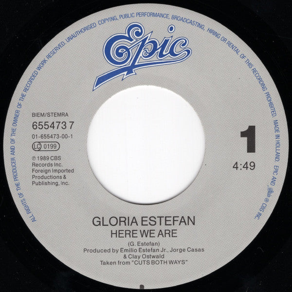 Gloria Estefan : Here We Are (7", Single)