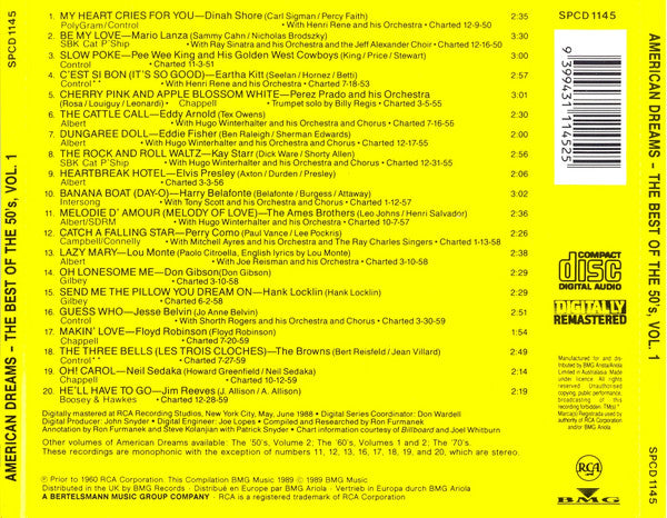 Various : American Dreams The Best Of The 50's Vol. 1 (CD, Comp)