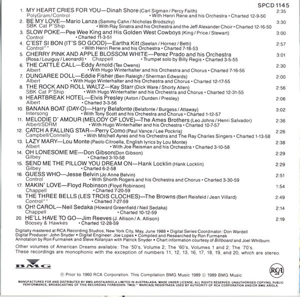 Various : American Dreams The Best Of The 50's Vol. 1 (CD, Comp)