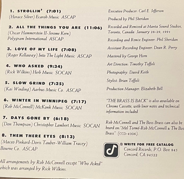 Rob McConnell & The Boss Brass : The Brass Is Back (CD, Album)